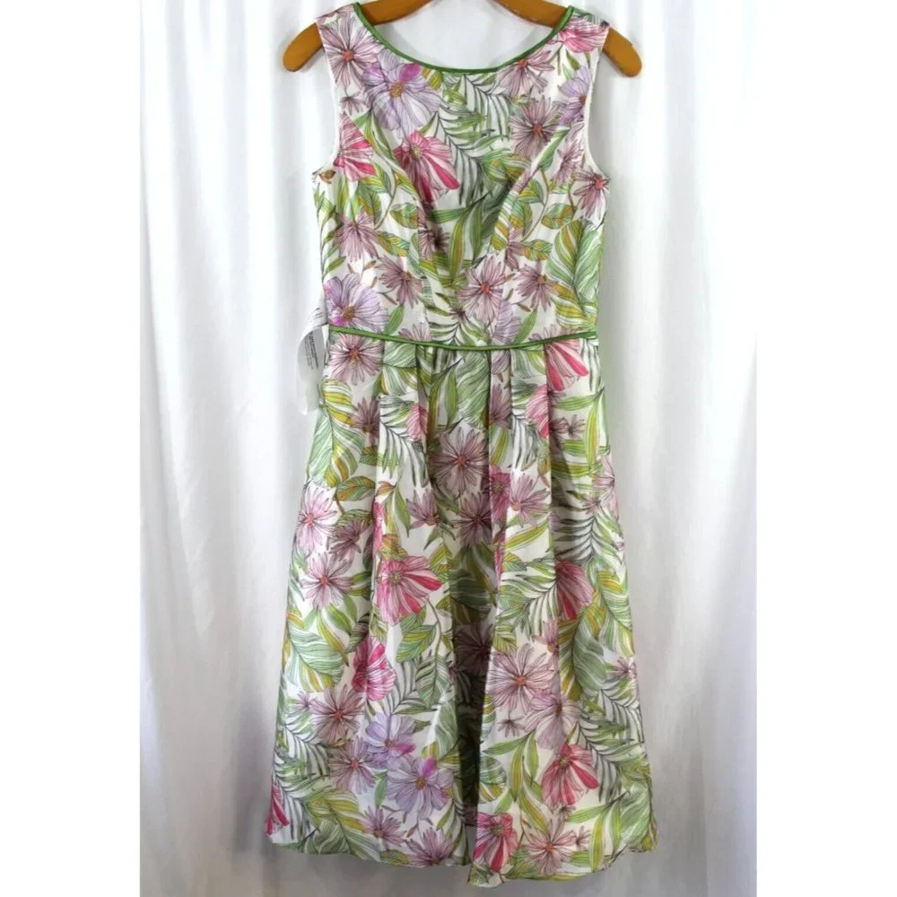 kay unger pink floral dress Kay Unger New York Sleeveless Pleated Floral-Print Chiffon Gown
